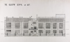 Schets door Mackintosh, Glasgow School of Art, 1896